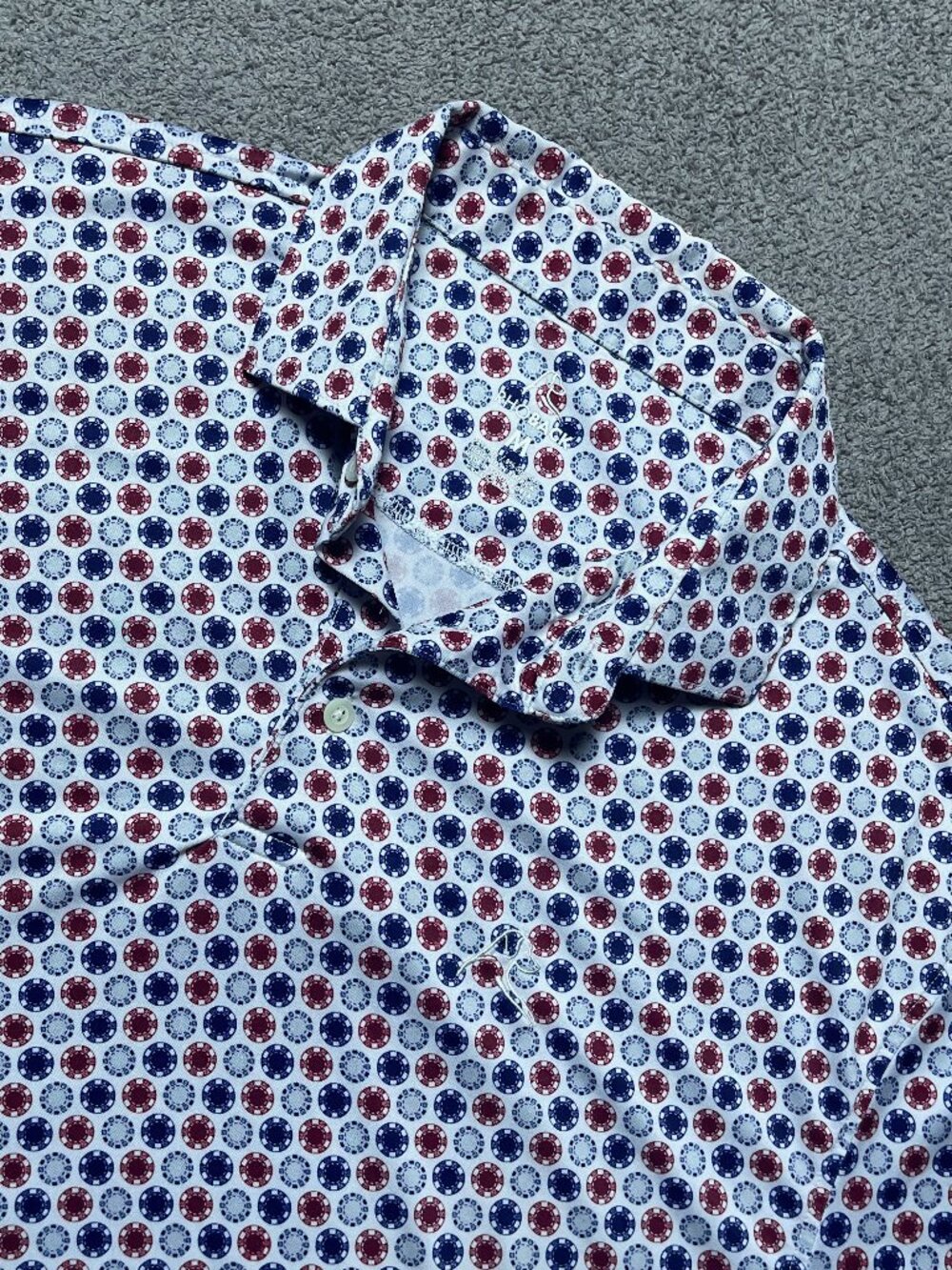 Rhoback Performance Print Polo Shirt Stretch Poker Chips Golf Men's Medium